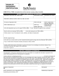 disabled dependent certification