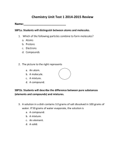 Chemistry Unit Test 1 2014