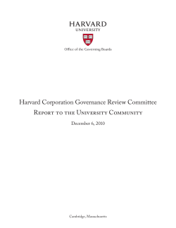 Harvard Corporation Governance Review Committee Report to the