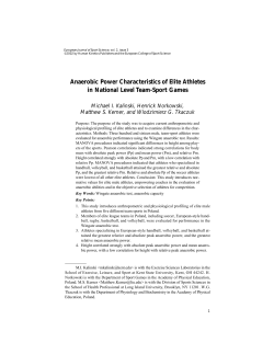 Anaerobic Power Characteristics of Elite Athletes in National Level