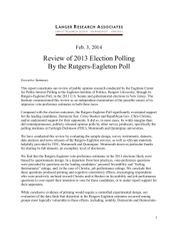 Full report available here - Rutgers-Eagleton Poll