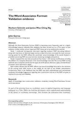 The Word Associates Format: Validation evidence