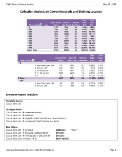 Collection Analysis by Dewey Hundreds and Shelving Location