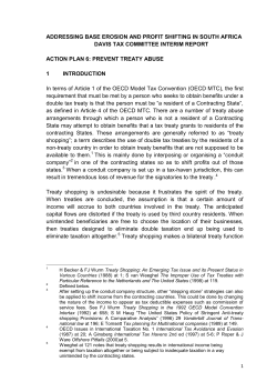 Action 6 - Treaty Abuse - The Davis Tax Committee