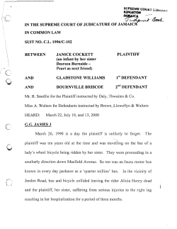 Cockett,Janice v Gladstone Williams, etal
