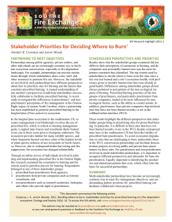 Stakeholder Priorities for Deciding Where to Burn1