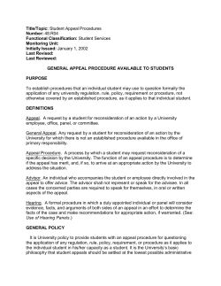 Title/Topic: Student Appeal Procedures Number: 48.R04 Functional