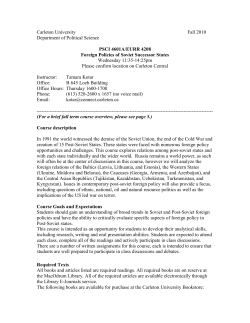PSCI 4601A Foreign Policies of Soviet Successor States