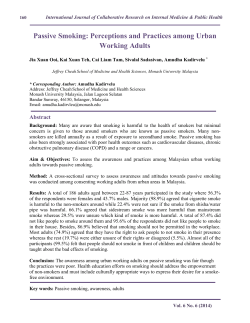Passive Smoking: Perceptions and Practices among Urban Working