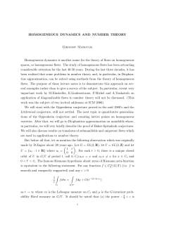 HOMOGENEOUS DYNAMICS AND NUMBER THEORY Gregory