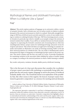 Mythological Names and dr&oacute;ttkv&aelig;tt Formulae I: When is a Valkyrie