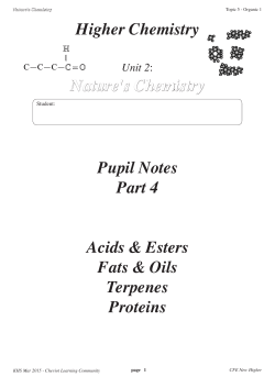 Higher Chemistry Nature`s Chemistry Pupil Notes Part 4 Acids