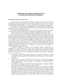 feminism and greek archaeology: an encounter long over-due