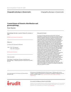 Coastal dunes of Ontario: distribution and geomorphology