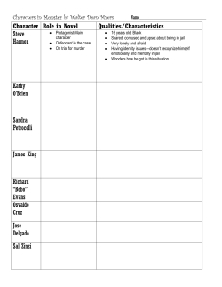 Character Role in Novel Qualities/Characteristics Steve Harmon