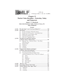 Chapter 12 Market Value Royalties—Yesterday, Today and Tomorrow