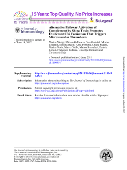 Microvascular Thrombosis Exuberant C3a Formation That Triggers