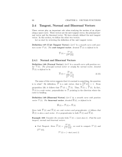 2.4 Tangent, Normal and Binormal Vectors