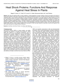 Heat Shock Proteins: Functions And Response Against Heat Stress