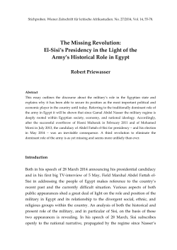 The Missing Revolution: El-Sisi`s Presidency in the Light of the