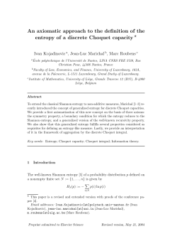 An axiomatic approach to the definition of the entropy of a