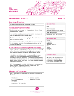 Learning objective: RESEARCHING DEBATES Week 29