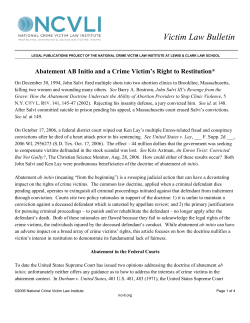 Abatement Ab Initio and a Crime Victim`s Right to Restitution