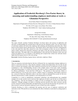 Application of Frederick Herzberg`s Two-Factor theory in