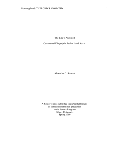 The Lord`s Anointed: Covenantal Kingship in Psalm 2 and Acts 4