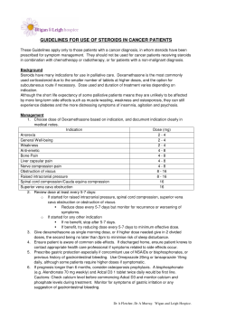guidelines for use of steroids in cancer patients
