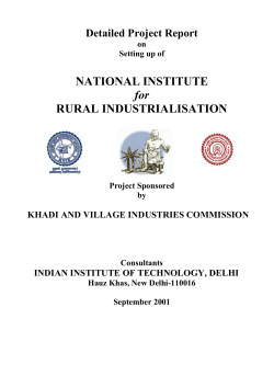 Detailed Project Report on Setting up of National Institute for