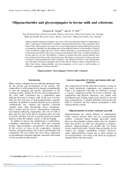 Oligosaccharides and glycoconjugates in bovine milk and colostrum