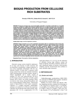 BIOGAS PRODUCTION FROM CELLULOSE RICH SUBSTRATES