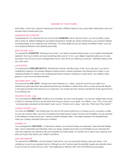 MEANING OF YOUR CHARM Each bella j. charm has a