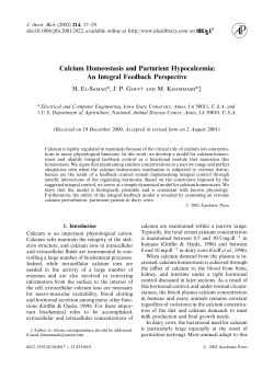 Calcium Homeostasis and Parturient Hypocalcemia: An Integral