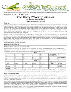 The Merry Wives of Windsor - The Chameleon Theatre Circle