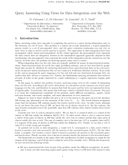 Query Answering Using Views for Data Integration over the Web