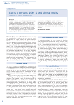 Eating disorders, DSM&ndash;5 and clinical reality