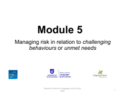 Module 5 - Managing risk in relation to challenging behaviours or
