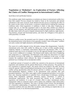 Negotiation or Mediation?: An Exploration of
