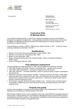 Curriculum Vitae Dr Michael Eburn Qualifications Post admission