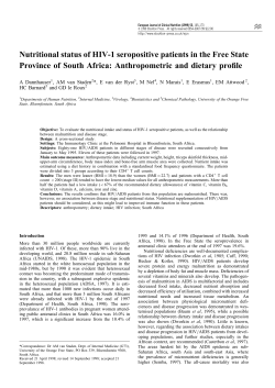 Nutritional status of HIV-1 seropositive patients in the Free State