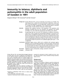 Immunity to tetanus, diphtheria and poliomyelitis in the adult