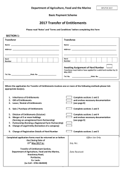 2017 Transfer of Entitlements