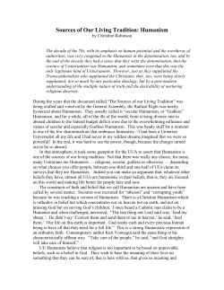Sources of Our Living Tradition: Humanism