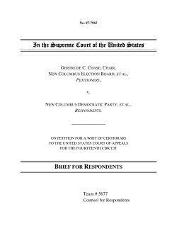 In the Supreme Court of the United States Supreme Court of the