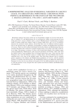 a morphometric analysis of regional variation in carcinus leach, 1814