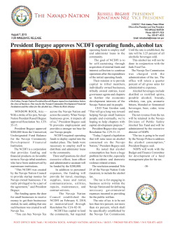 President Begaye approves NCDFI operating funds, alcohol tax