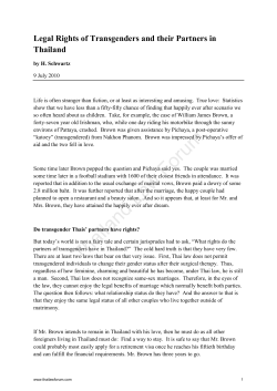 Legal Rights of Transgenders and their Partners in Thailand