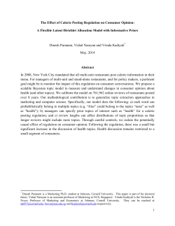 The Effect of Calorie Posting Regulation on Consumer Opinion: A
